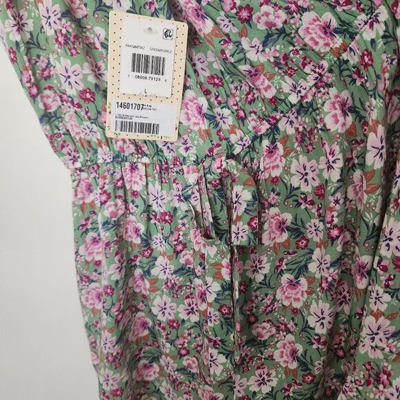 BeBop Womens Juniors Floral Sleeveless Romper Elastic Tie Waist Size Large - Picture 8 of 10